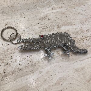 Handmade Clear Bead Sparkling Alligat Keychain / Bag Charm / Zipper Pull Animals